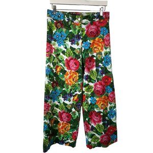 Piombo Bright Cross Stitch Floral Wide Leg Pants Size 42/10